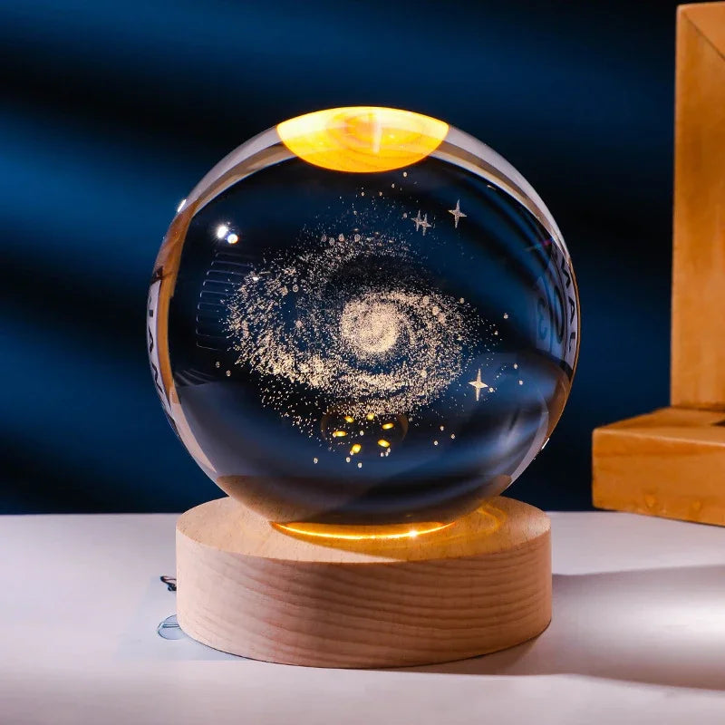 3D Galaxy Sphere Night Light | Astronaut & Moon USB Lamp | Kids Room Decor