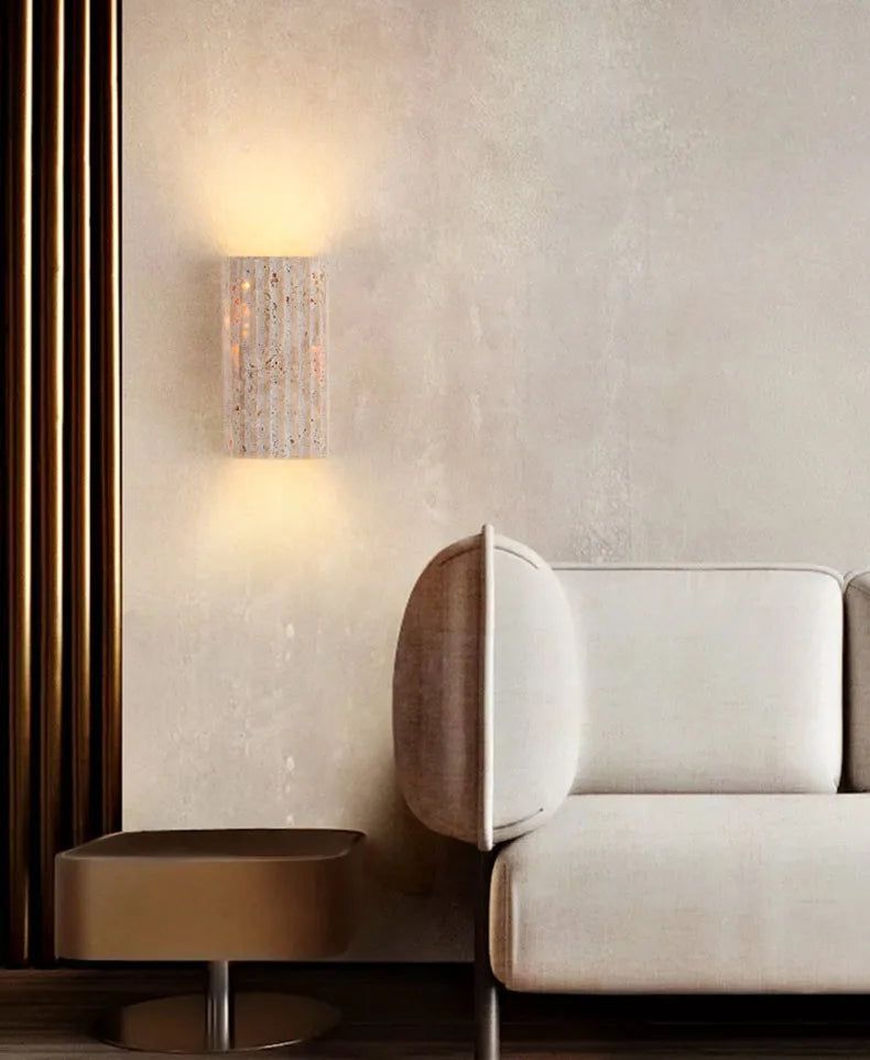 3D Stone Wall Sconce – Art Deco Indoor Lamp, Parlor/Bedroom, 3000K
