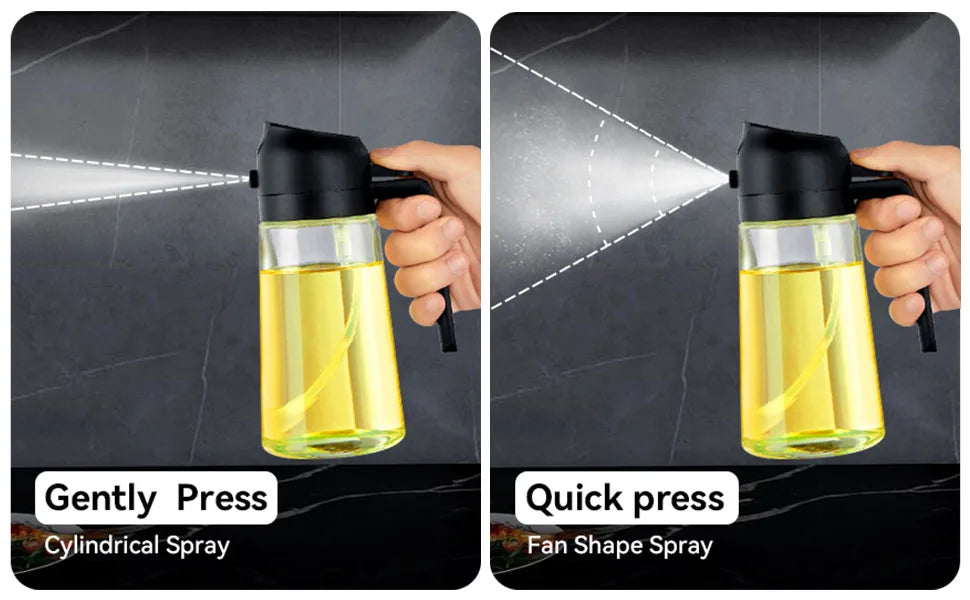 2-in-1 Olive Oil Dispenser Bottle 500ml – Plastic Oil Sprayer for Cooking, BBQ, Baking
