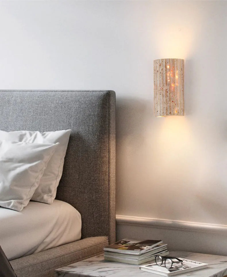 3D Stone Wall Sconce – Art Deco Indoor Lamp, Parlor/Bedroom, 3000K