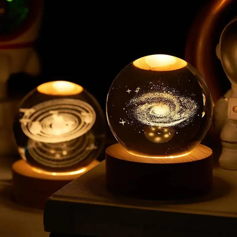 3D Galaxy Sphere Night Light | Astronaut & Moon USB Lamp | Kids Room Decor