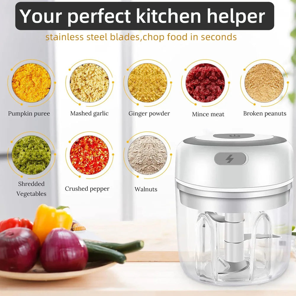 Mini Electric Food Chopper and Egg beater– USB Rechargeable Garlic, Meat & Vegetable Crusher