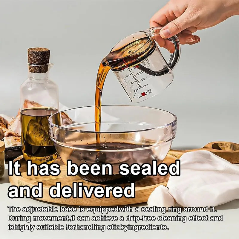4-in-1 Adjustable Measuring Cup with Scraper-Style Seal Base
