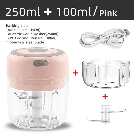 Mini Electric Food Chopper and Egg beater– USB Rechargeable Garlic, Meat & Vegetable Crusher