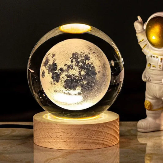 3D Galaxy Sphere Night Light | Astronaut & Moon USB Lamp | Kids Room Decor