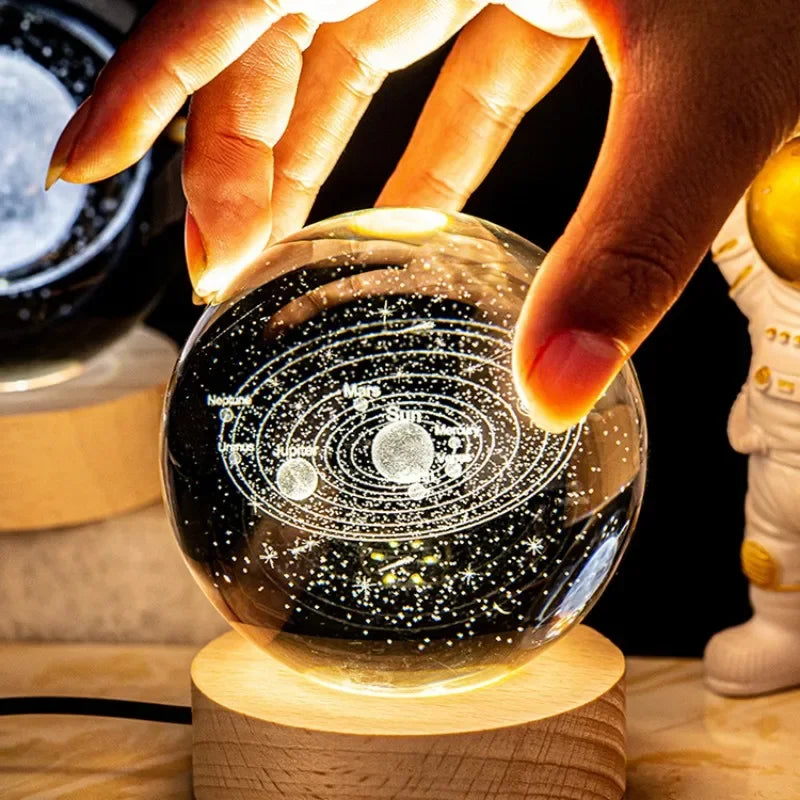 3D Galaxy Sphere Night Light | Astronaut & Moon USB Lamp | Kids Room Decor