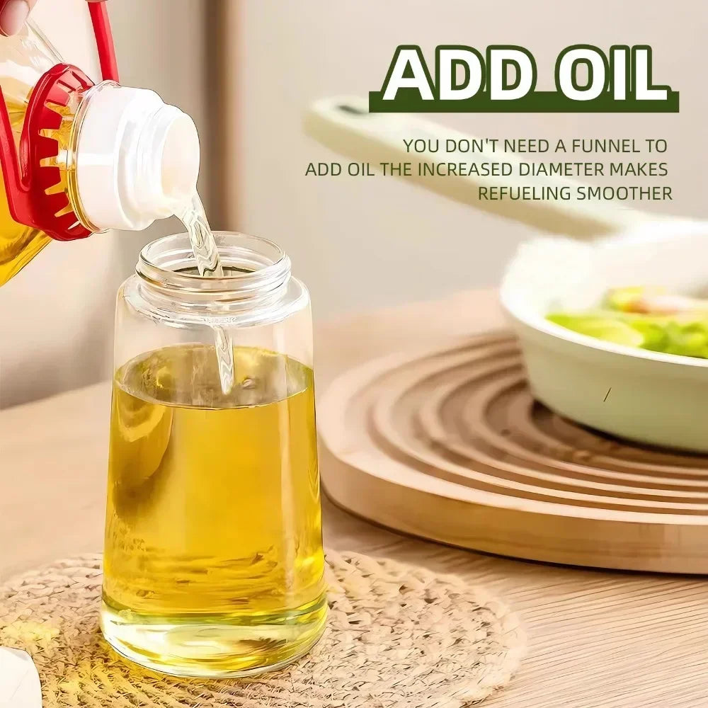 2-in-1 Olive Oil Dispenser Bottle 500ml – Plastic Oil Sprayer for Cooking, BBQ, Baking