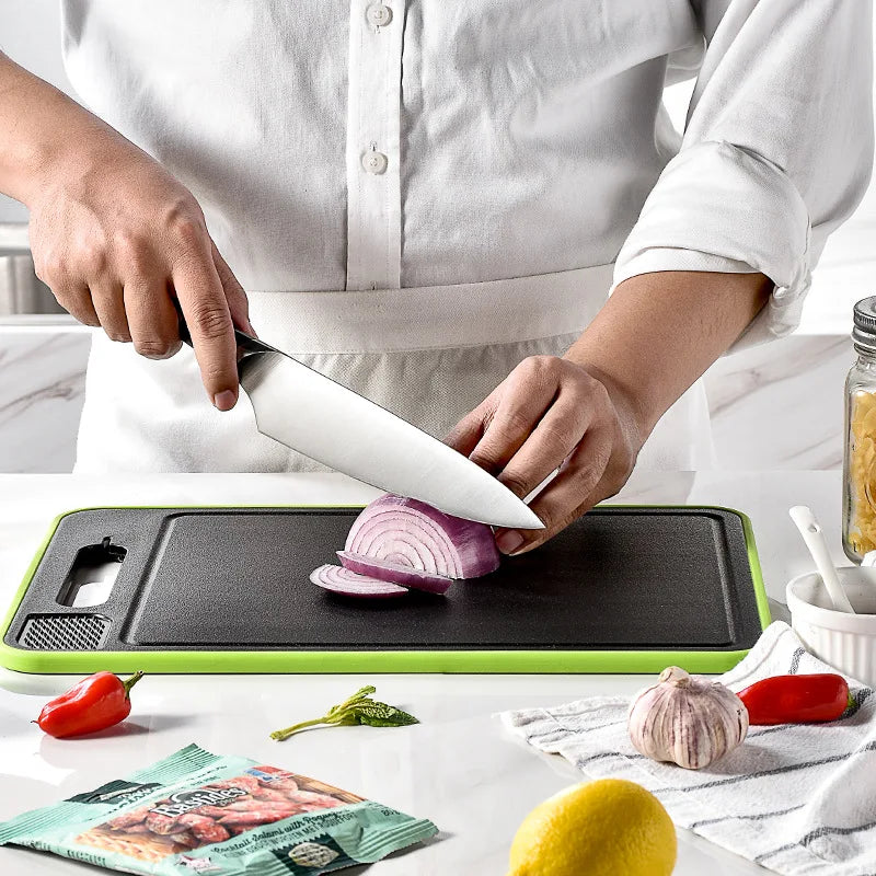Multifunctional 4-in-1 Chopping Board – Double-Sided, Knife-Included