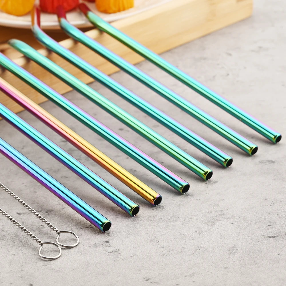 Stainless Steel Drinking Straws Set with Brush – Reusable Bar/Cocktail Straws (6/8/12 pcs)