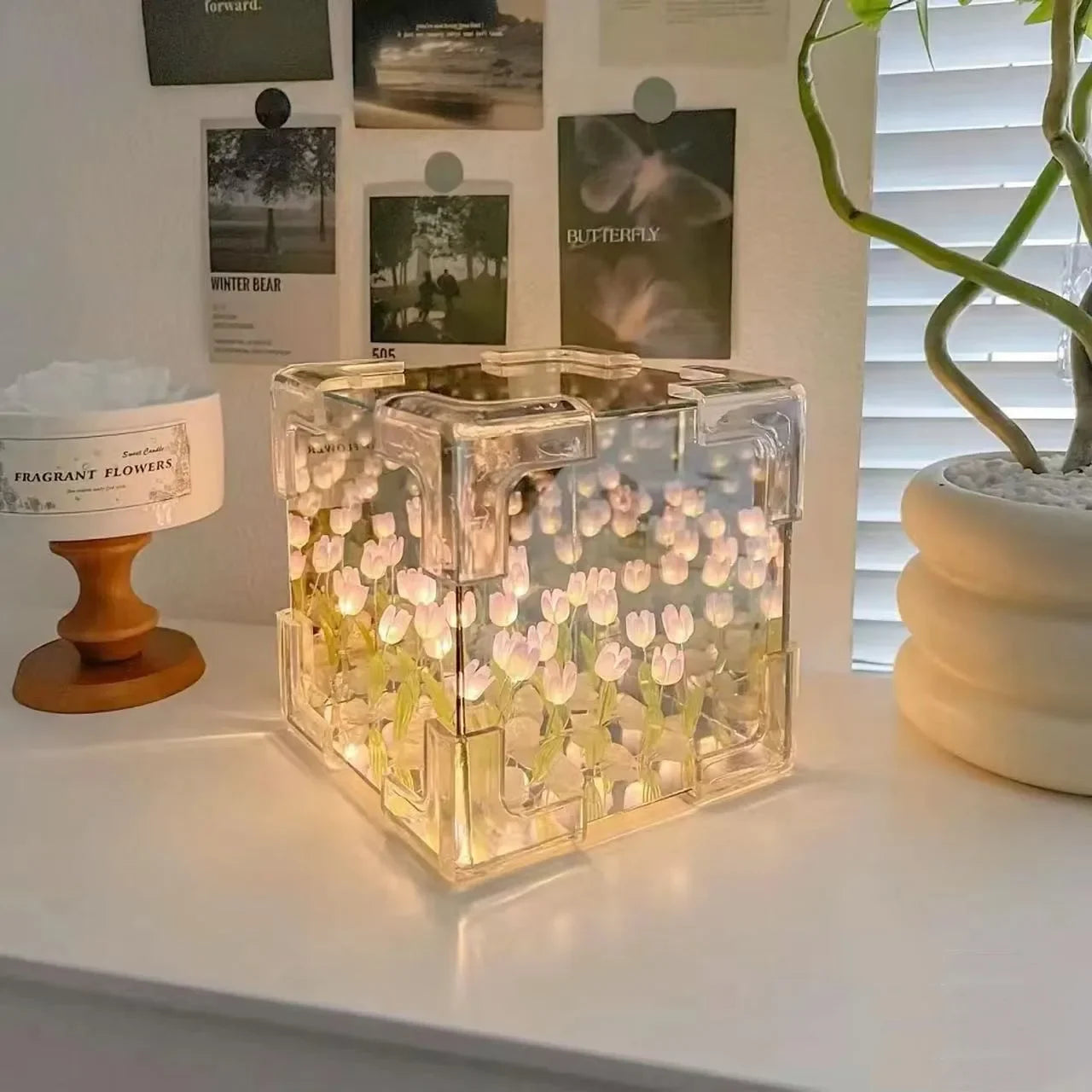 3D Tulip Flower Sea DIY Lamp Kit | USB Night Light | Romantic Couple Gift Project