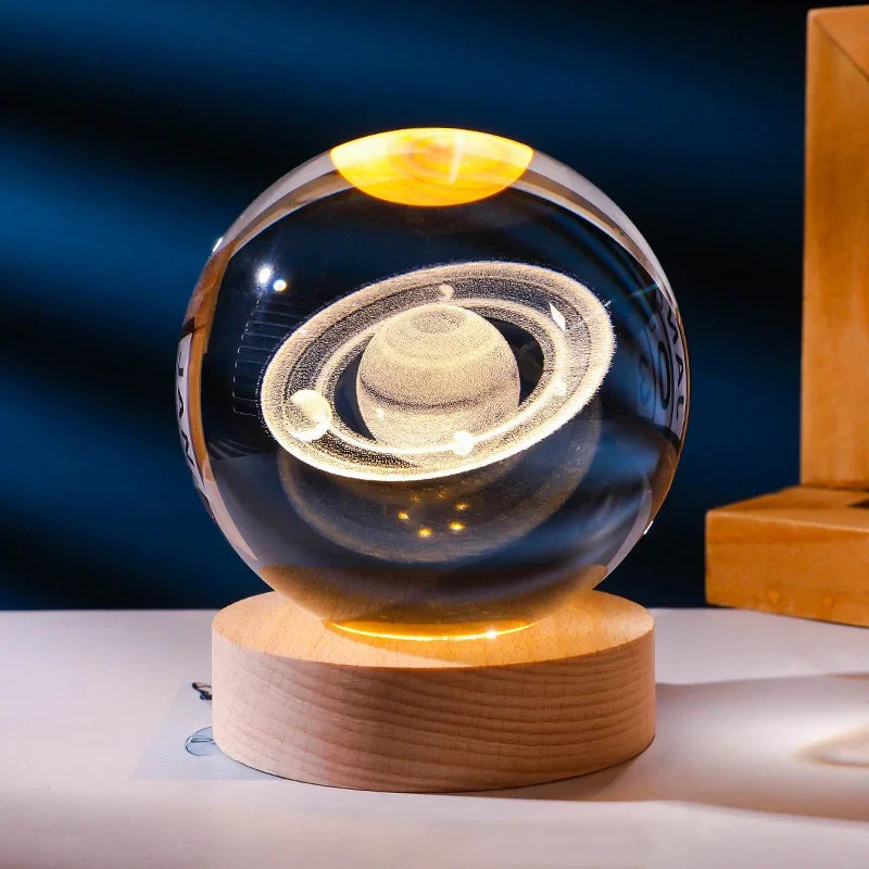 3D Galaxy Sphere Night Light | Astronaut & Moon USB Lamp | Kids Room Decor