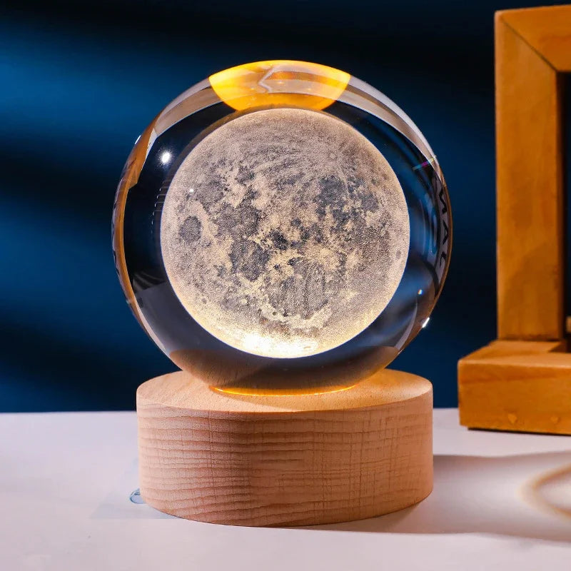 3D Galaxy Sphere Night Light | Astronaut & Moon USB Lamp | Kids Room Decor