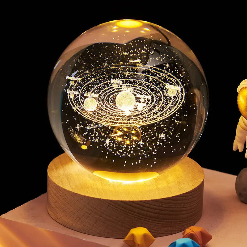 3D Galaxy Sphere Night Light | Astronaut & Moon USB Lamp | Kids Room Decor