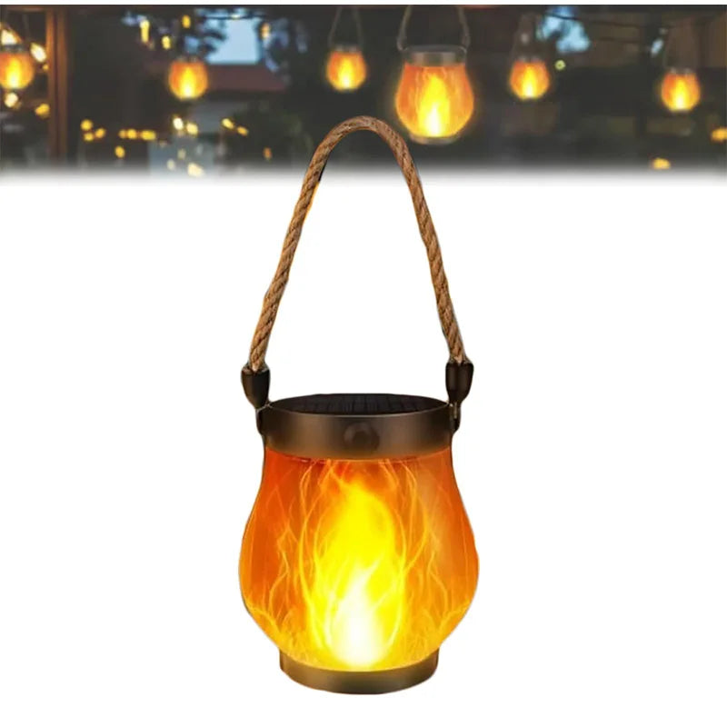 Dancing Flame Solar Lantern – Magical Flickering Flames Outdoor Lights