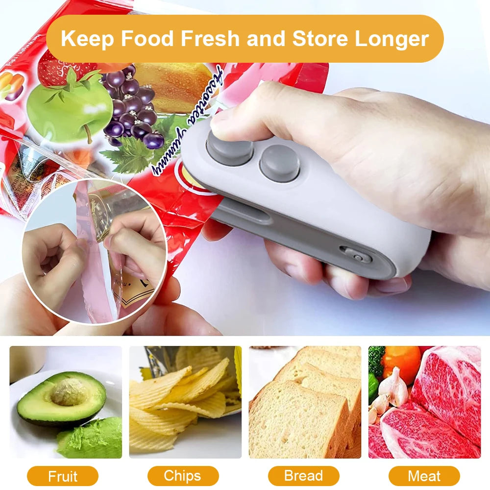 Mini Heat Bag Sealer with Clip – Handheld Plastic Food Sealer for Home Use