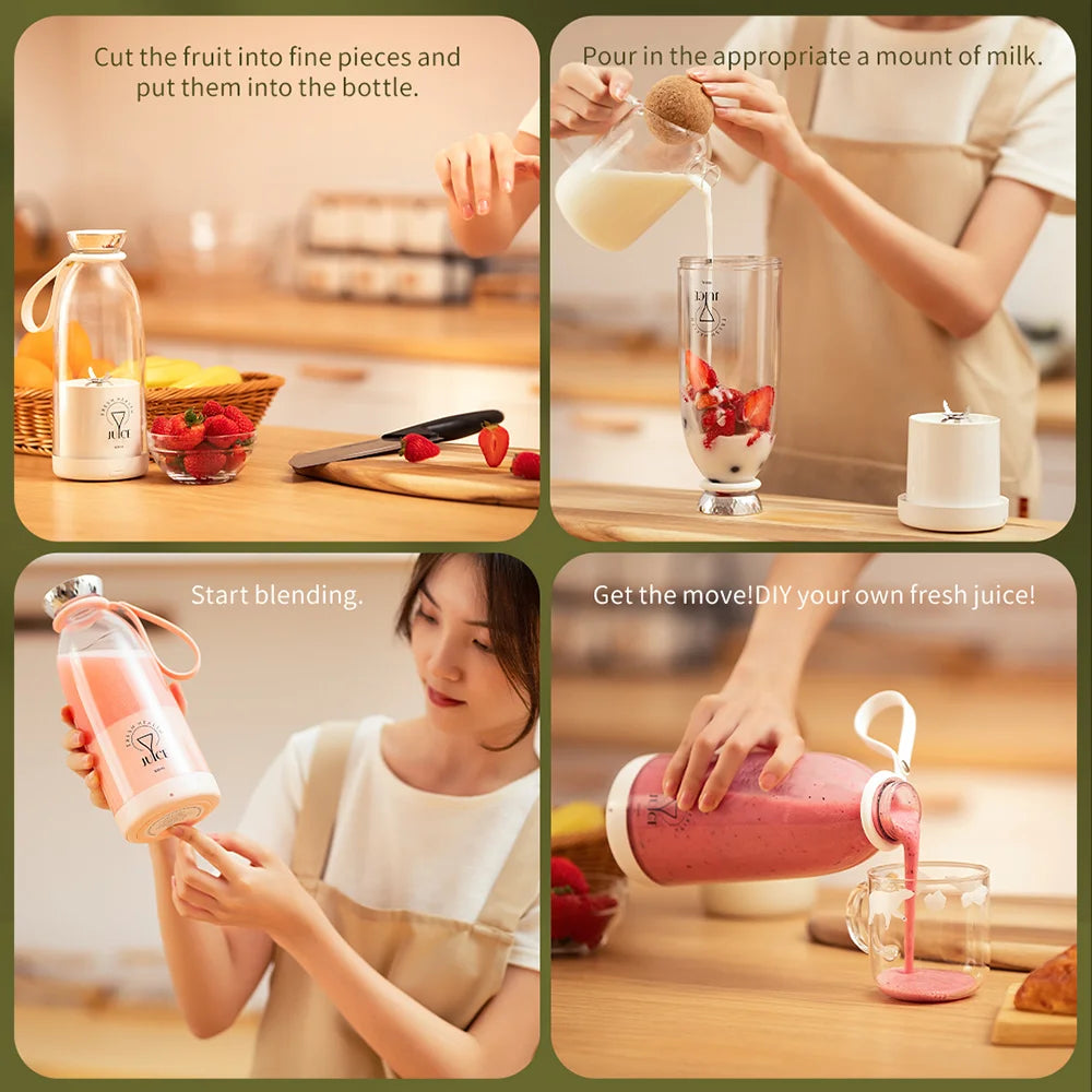 Portable USB Juicer & Blender, 500ml, 6-Blade System