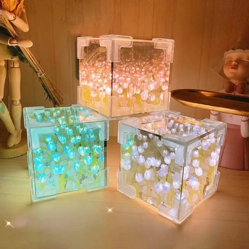 3D Tulip Flower Sea DIY Lamp Kit | USB Night Light | Romantic Couple Gift Project