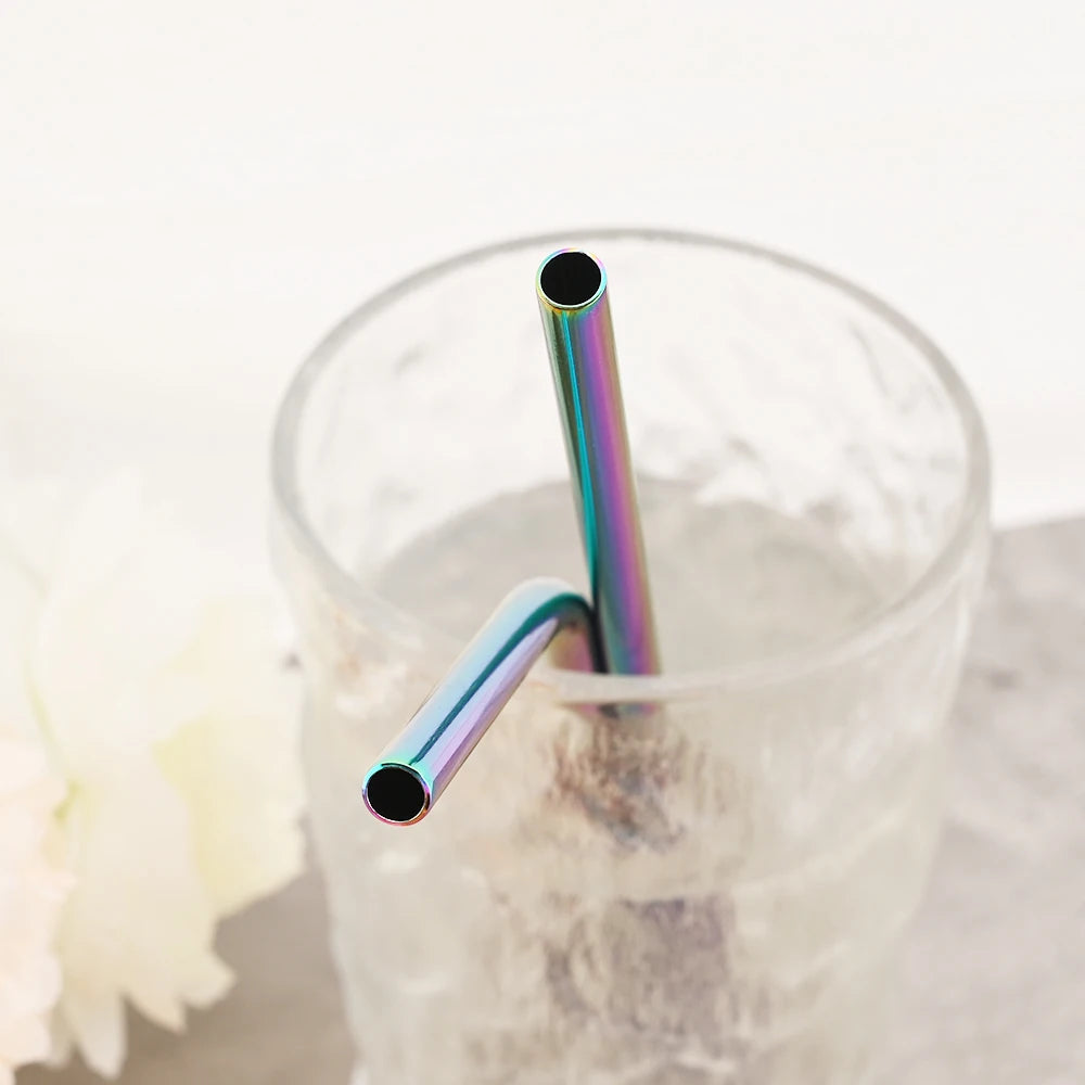Stainless Steel Drinking Straws Set with Brush – Reusable Bar/Cocktail Straws (6/8/12 pcs)
