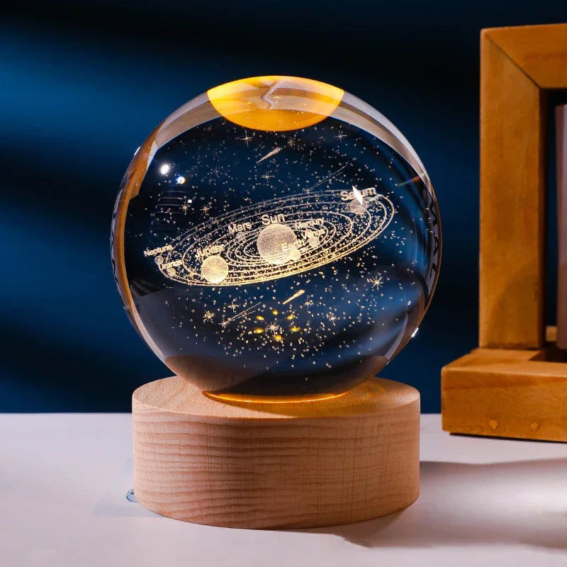 3D Galaxy Sphere Night Light | Astronaut & Moon USB Lamp | Kids Room Decor