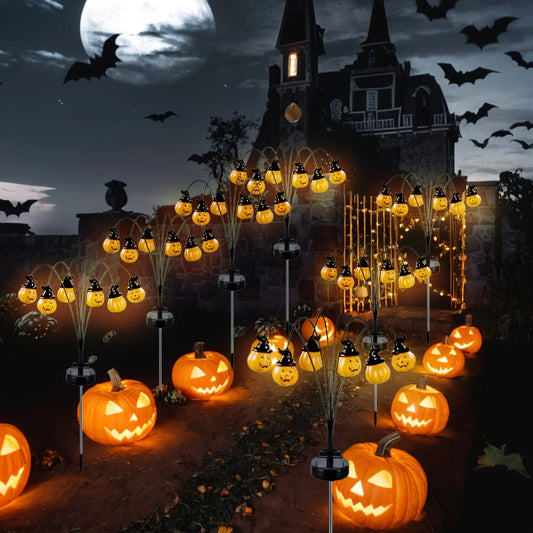 Solar-Powered Halloween Pumpkins with 24 LEDs – 4-Pack