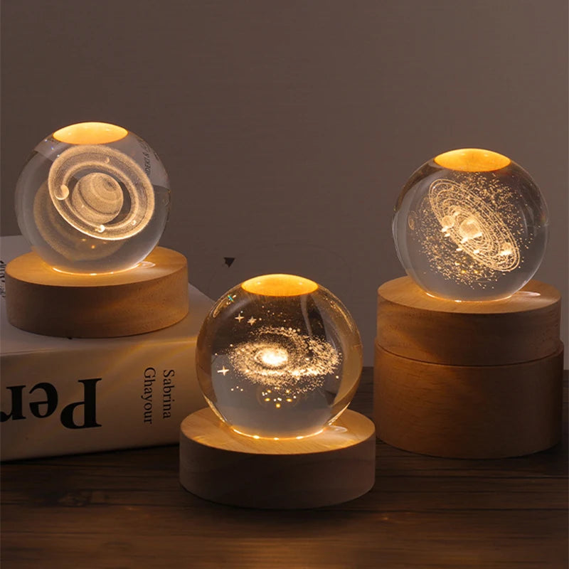 3D Galaxy Sphere Night Light | Astronaut & Moon USB Lamp | Kids Room Decor