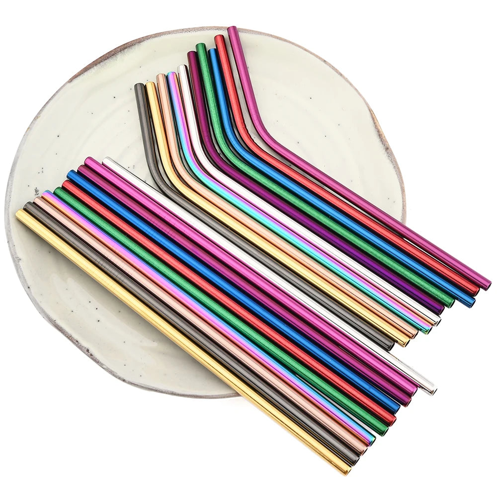 Stainless Steel Drinking Straws Set with Brush – Reusable Bar/Cocktail Straws (6/8/12 pcs)