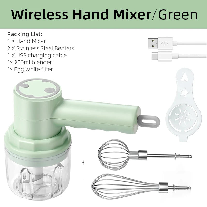 Mini Electric Food Chopper and Egg beater– USB Rechargeable Garlic, Meat & Vegetable Crusher