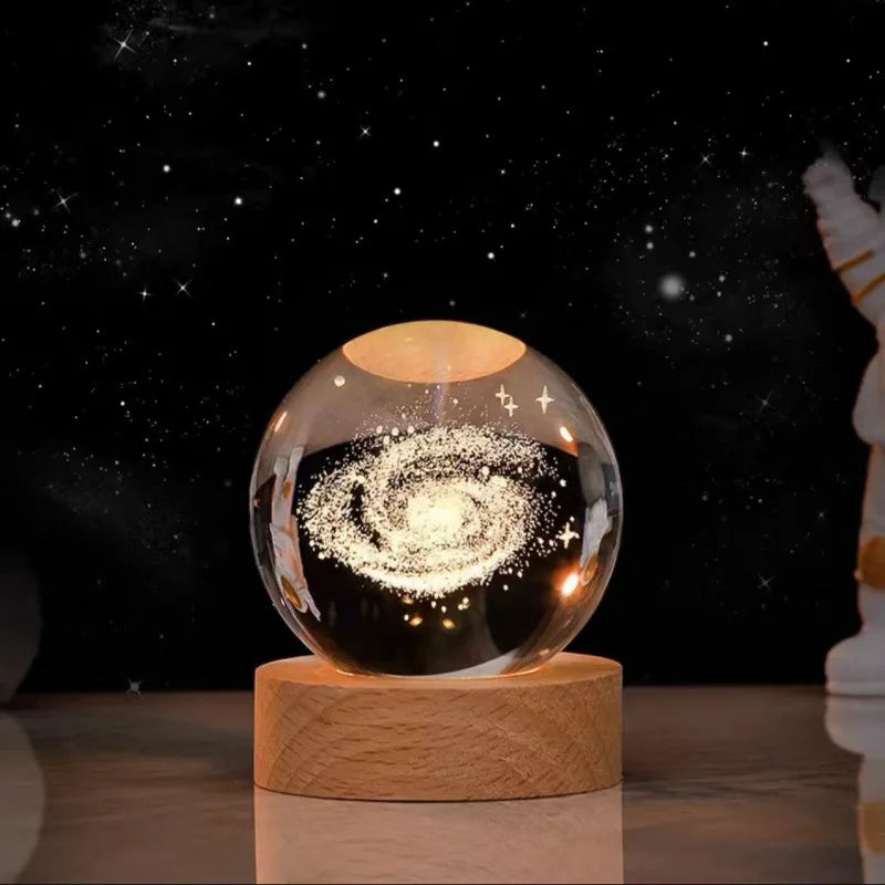 3D Galaxy Sphere Night Light | Astronaut & Moon USB Lamp | Kids Room Decor