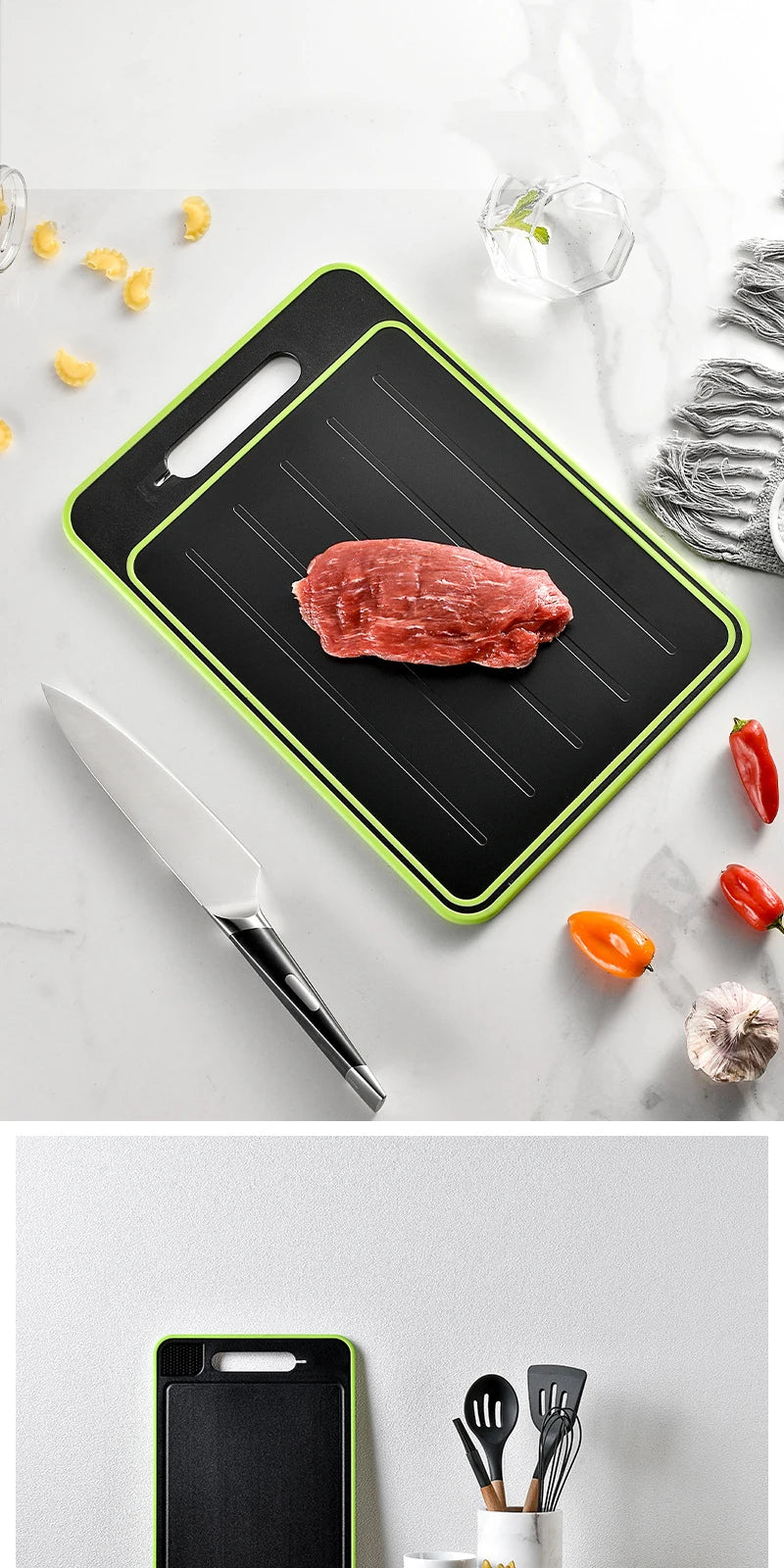 Multifunctional 4-in-1 Chopping Board – Double-Sided, Knife-Included