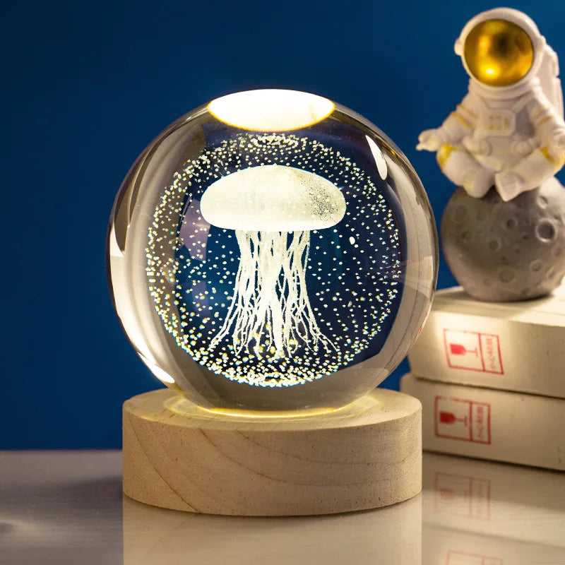 3D Galaxy Sphere Night Light | Astronaut & Moon USB Lamp | Kids Room Decor