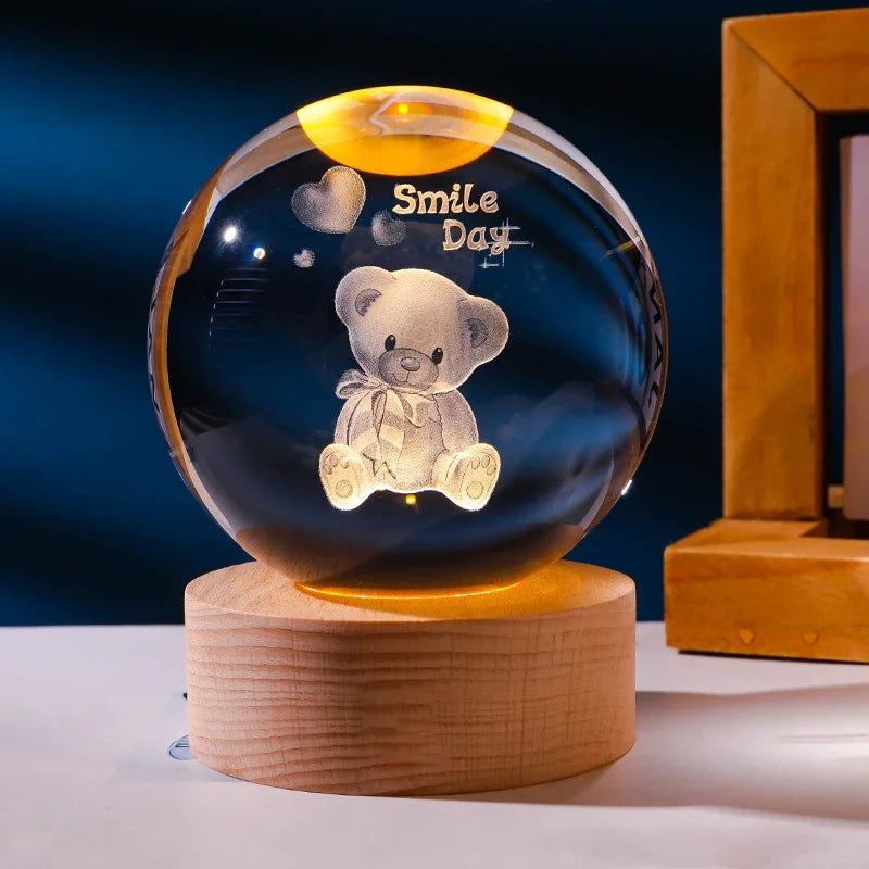 3D Galaxy Sphere Night Light | Astronaut & Moon USB Lamp | Kids Room Decor