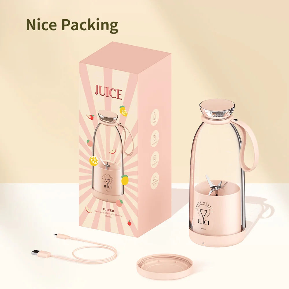 Portable USB Juicer & Blender, 500ml, 6-Blade System