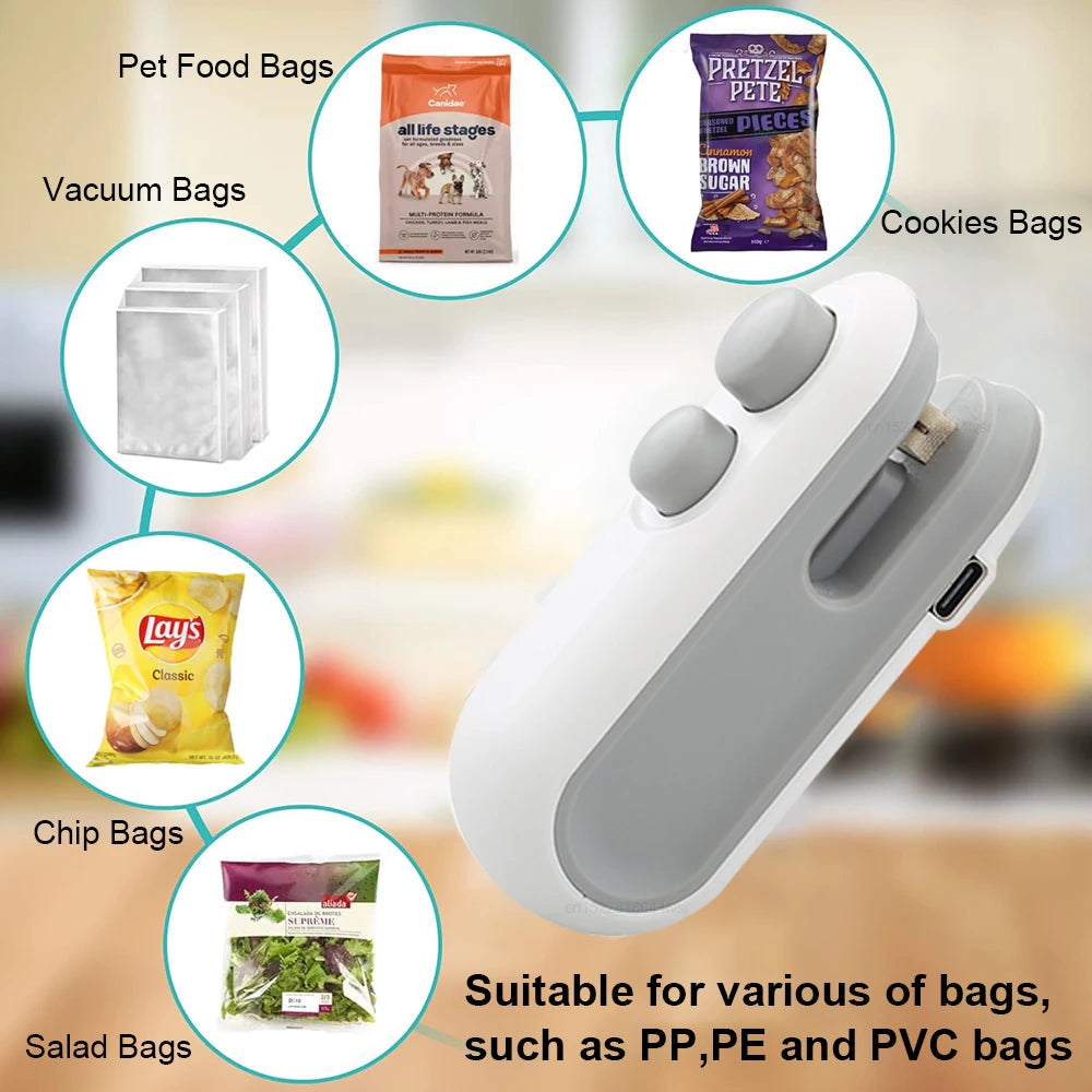 Mini Heat Bag Sealer with Clip – Handheld Plastic Food Sealer for Home Use