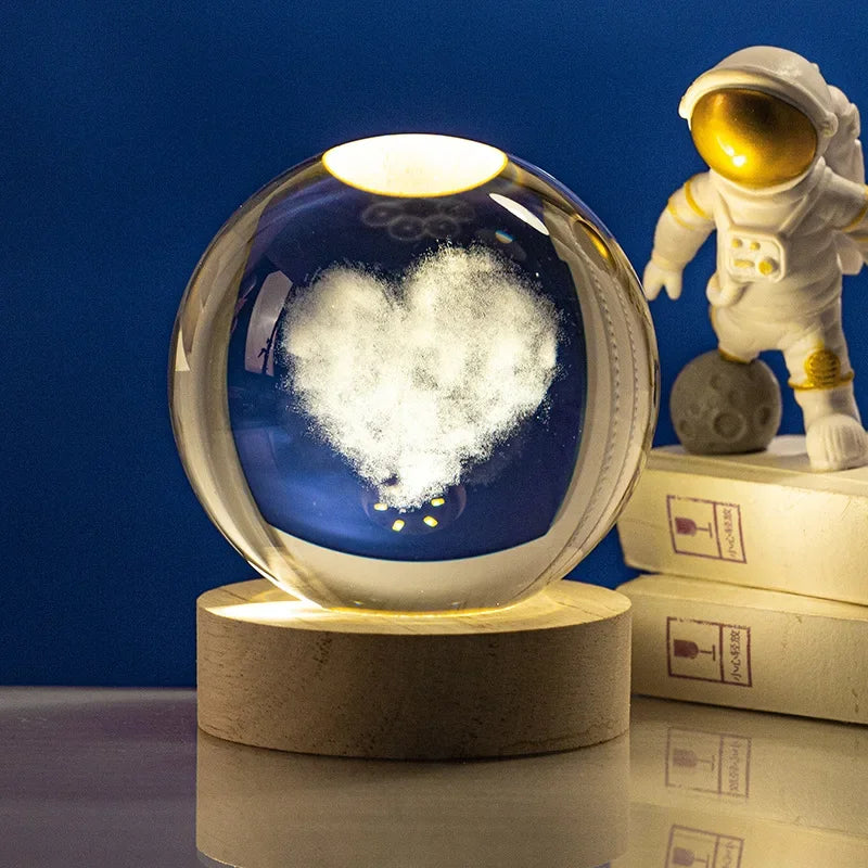 3D Galaxy Sphere Night Light | Astronaut & Moon USB Lamp | Kids Room Decor