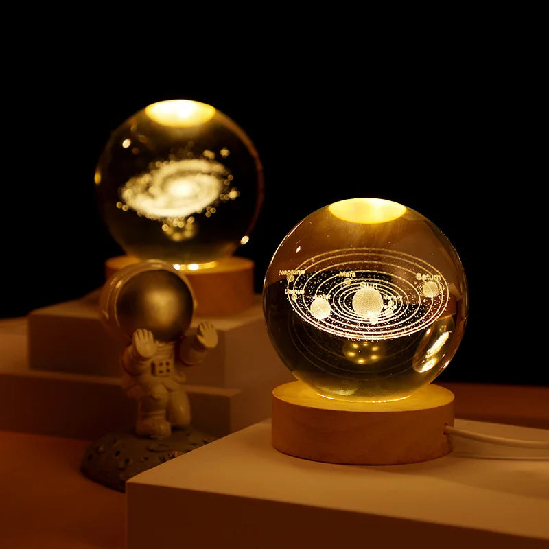 3D Galaxy Sphere Night Light | Astronaut & Moon USB Lamp | Kids Room Decor