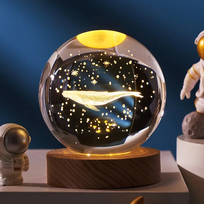 3D Galaxy Sphere Night Light | Astronaut & Moon USB Lamp | Kids Room Decor