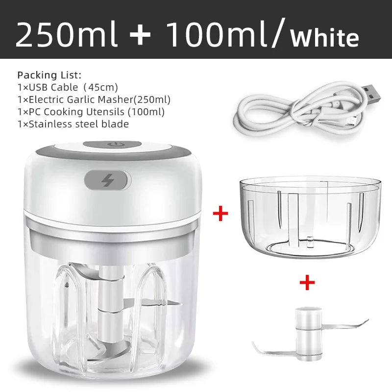 Mini Electric Food Chopper and Egg beater– USB Rechargeable Garlic, Meat & Vegetable Crusher