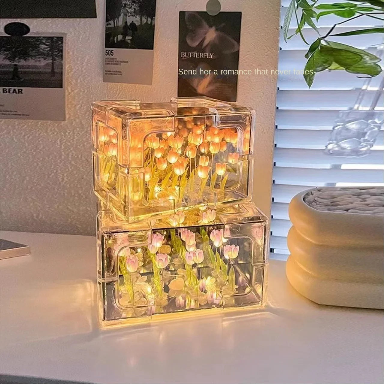 3D Tulip Flower Sea DIY Lamp Kit | USB Night Light | Romantic Couple Gift Project