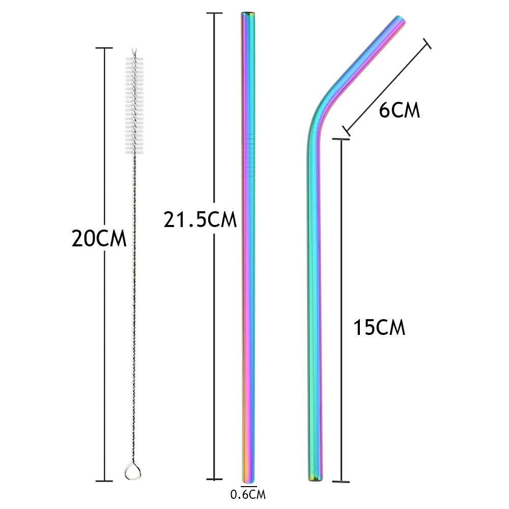 Stainless Steel Drinking Straws Set with Brush – Reusable Bar/Cocktail Straws (6/8/12 pcs)