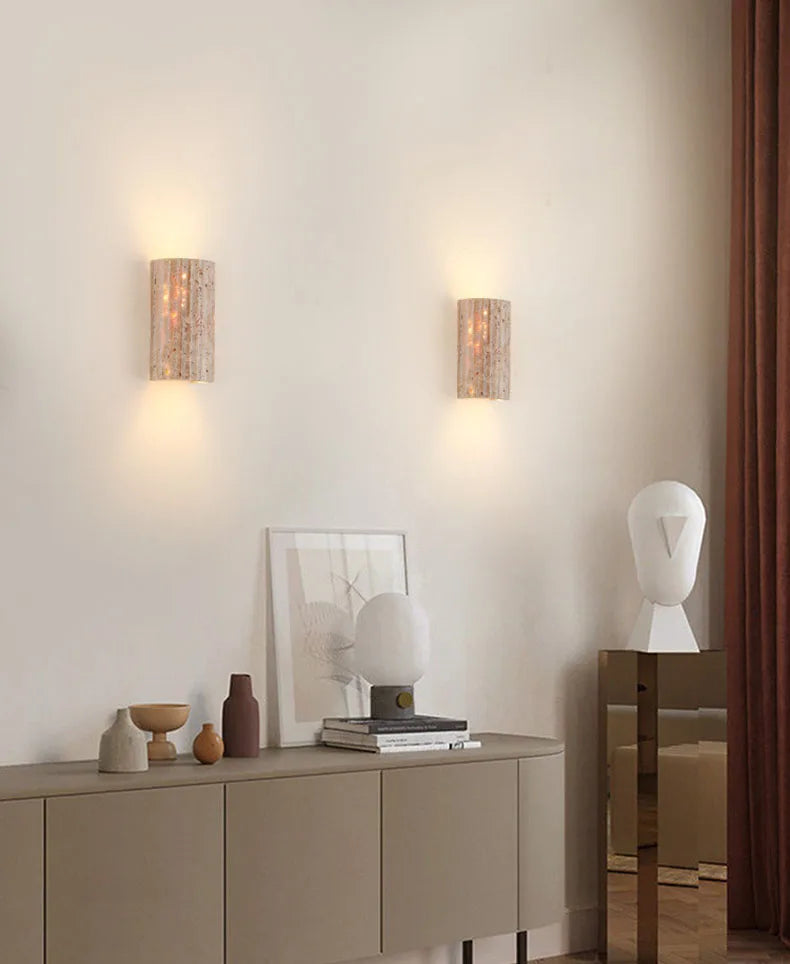3D Stone Wall Sconce – Art Deco Indoor Lamp, Parlor/Bedroom, 3000K