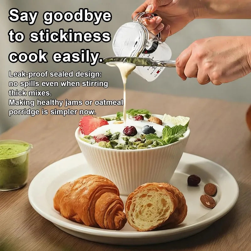 4-in-1 Adjustable Measuring Cup with Scraper-Style Seal Base