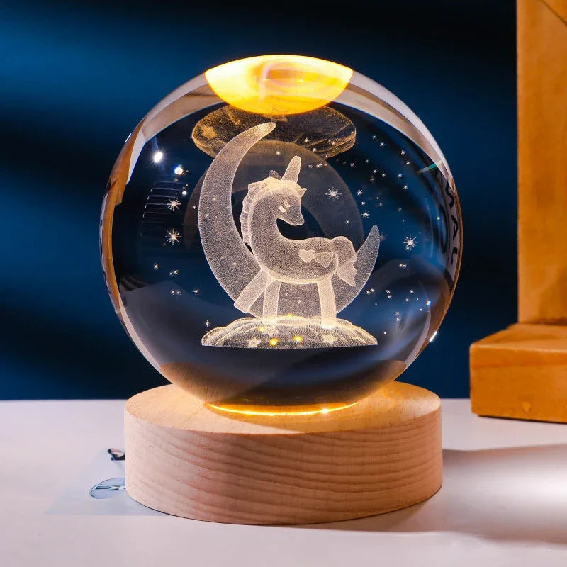 3D Galaxy Sphere Night Light | Astronaut & Moon USB Lamp | Kids Room Decor