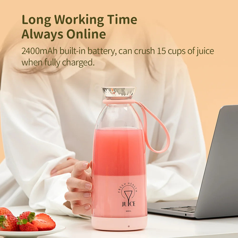 Portable USB Juicer & Blender, 500ml, 6-Blade System
