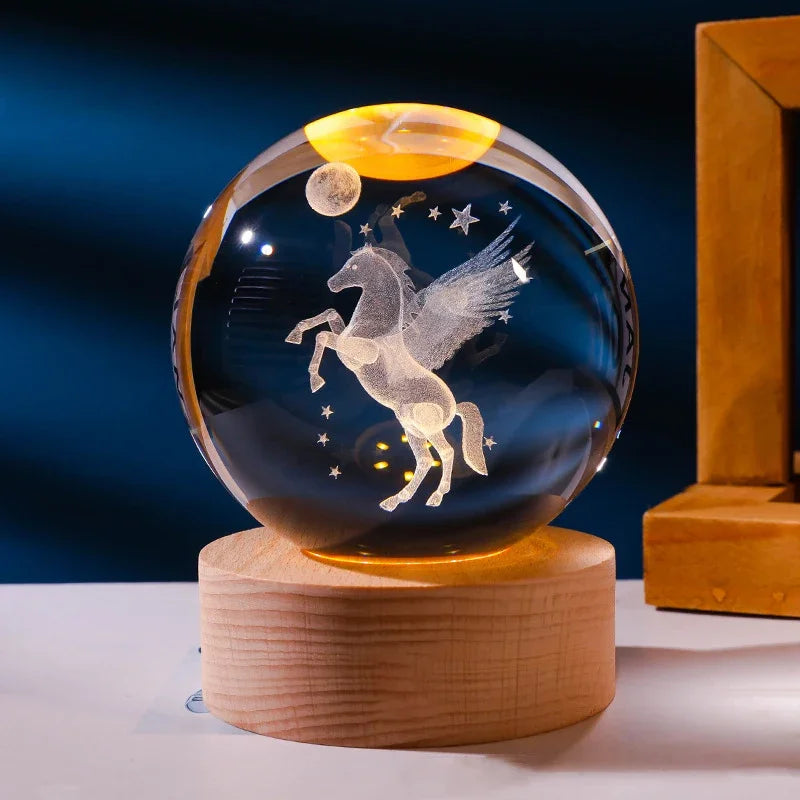 3D Galaxy Sphere Night Light | Astronaut & Moon USB Lamp | Kids Room Decor