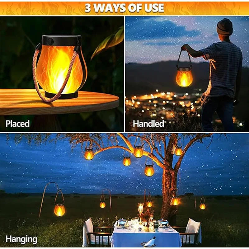 Dancing Flame Solar Lantern – Magical Flickering Flames Outdoor Lights