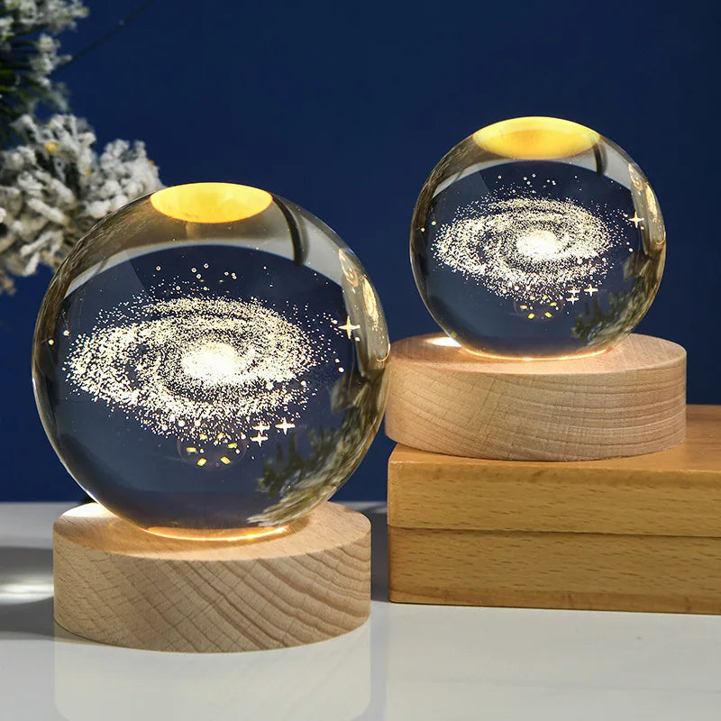 3D Galaxy Sphere Night Light | Astronaut & Moon USB Lamp | Kids Room Decor