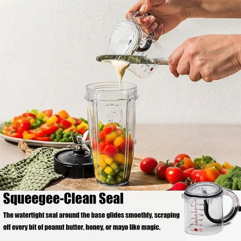 4-in-1 Adjustable Measuring Cup with Scraper-Style Seal Base