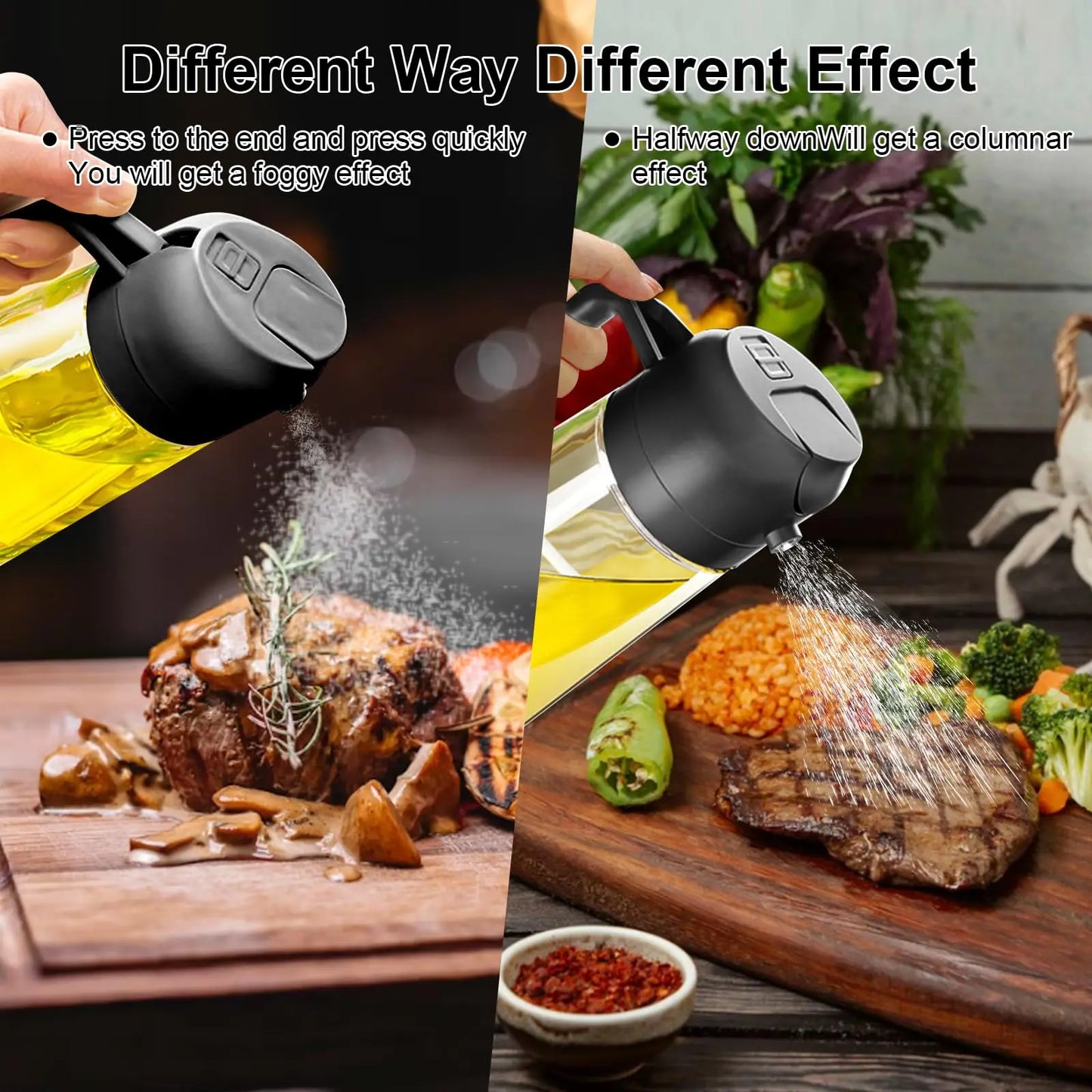 2-in-1 Olive Oil Dispenser Bottle 500ml – Plastic Oil Sprayer for Cooking, BBQ, Baking