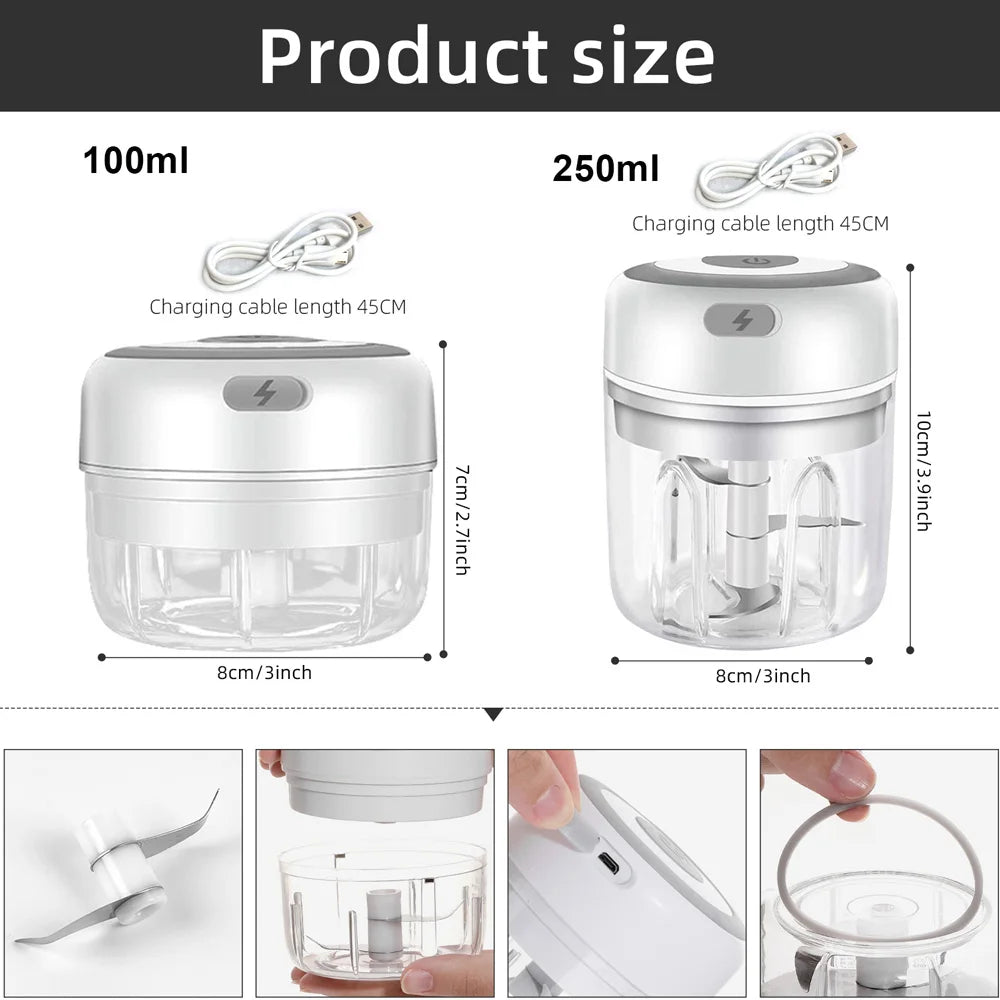 Mini Electric Food Chopper and Egg beater– USB Rechargeable Garlic, Meat & Vegetable Crusher