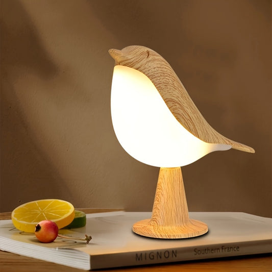 Maple Leaf Bird LED Lamp – Art Deco, 3-Level Touch, USB Rechargeable